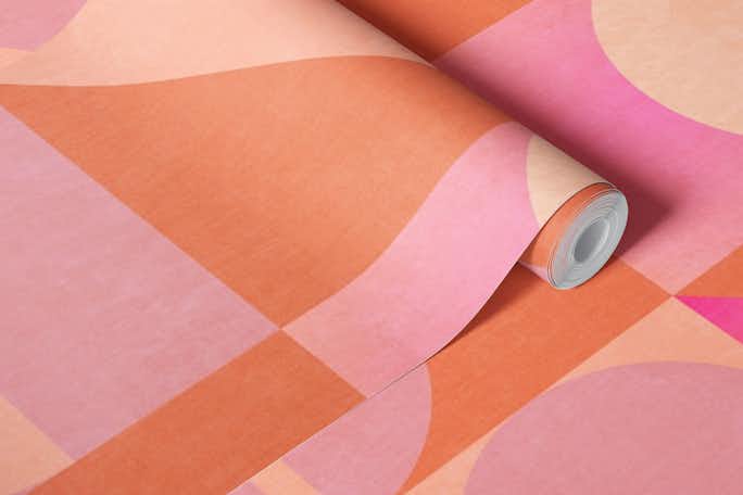 peach fuzz geo patternwallpaper roll