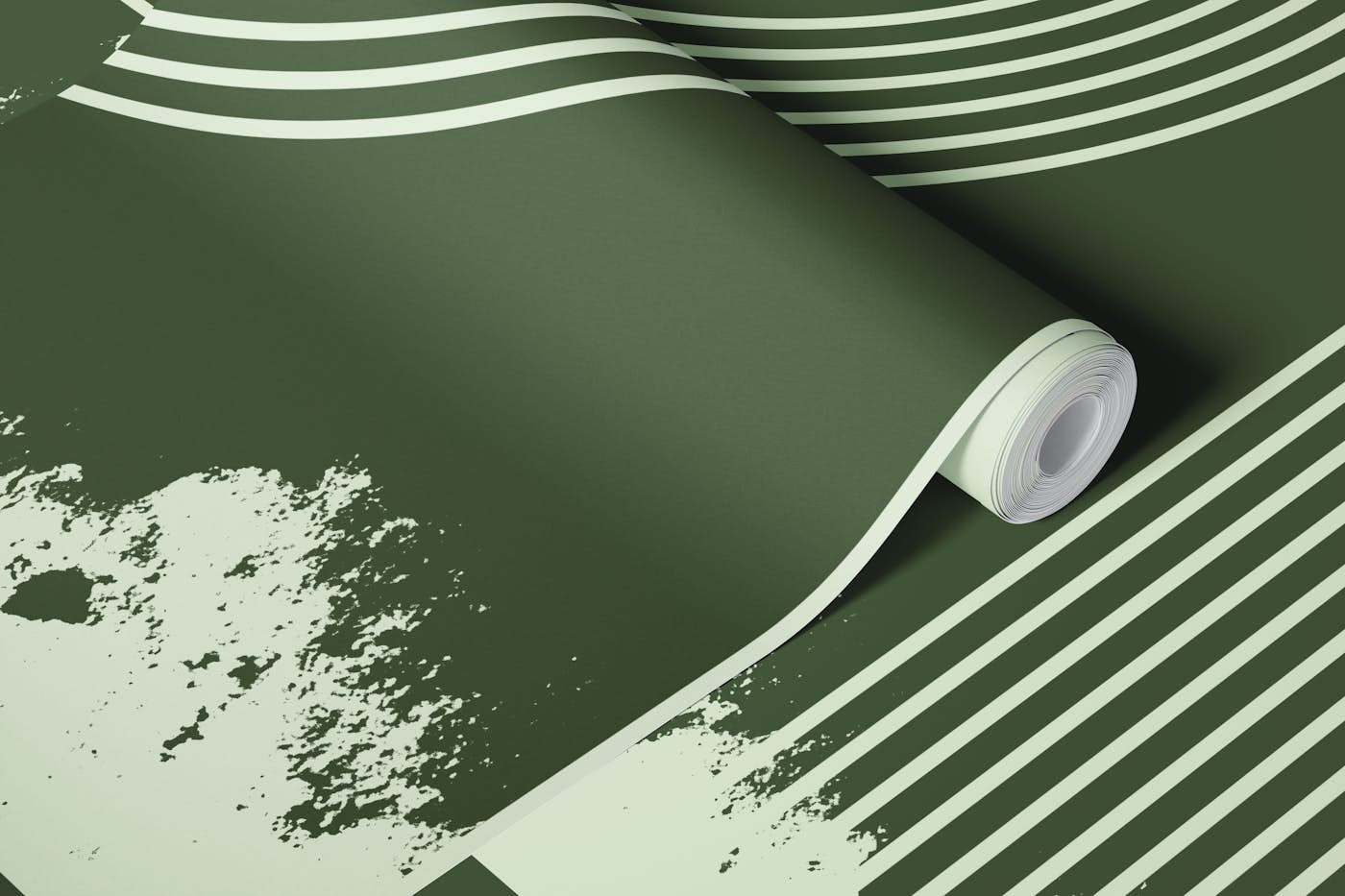 Mid Century Modern Curvy Lines Green wallpaper roll