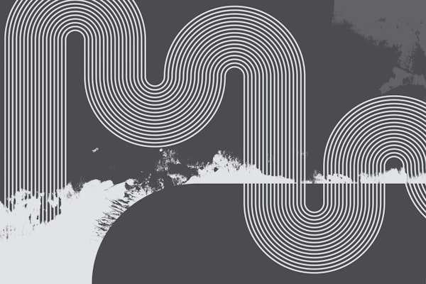 Mid Century Modern Curvy Lines Grey