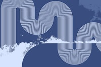 Mid Century Modern Curvy Lines Blue tapete