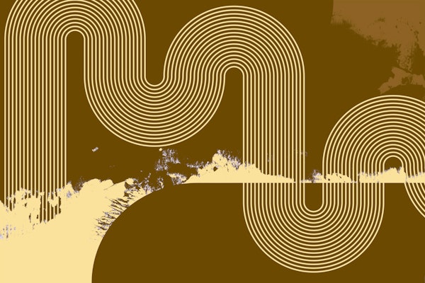 Mid Century Modern Curvy Lines Ochre