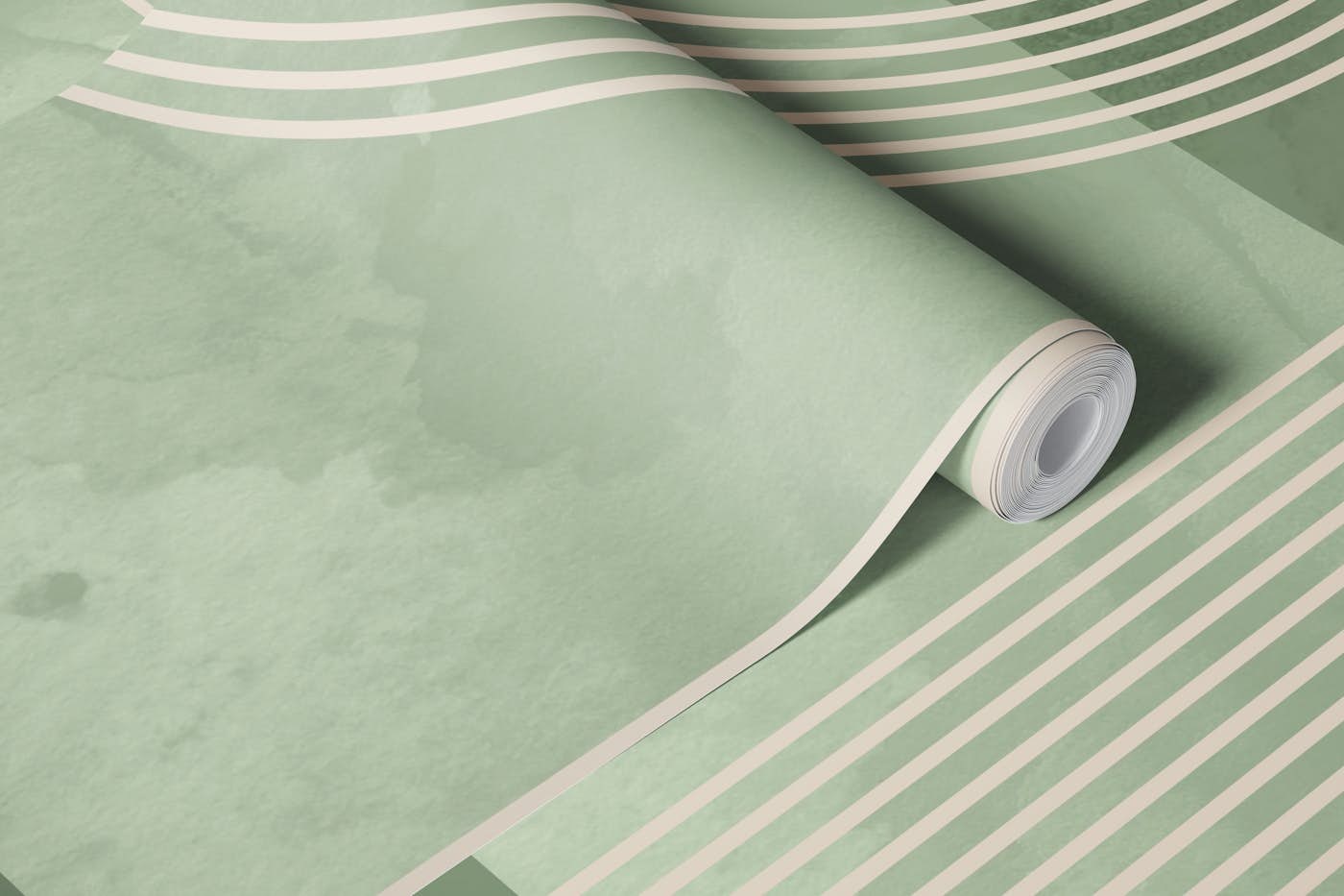 Mid Century Modern Curvy Lines Watercolour wallpaper roll