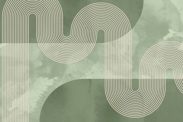 Mid Century Modern Curvy Lines Watercolour