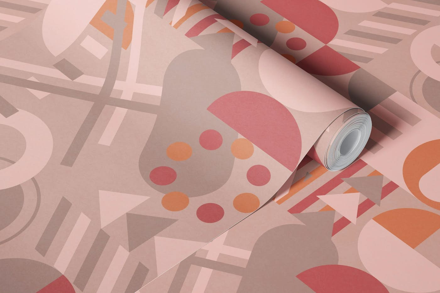 Bauhaus inspired - beige & sienna wallpaper roll