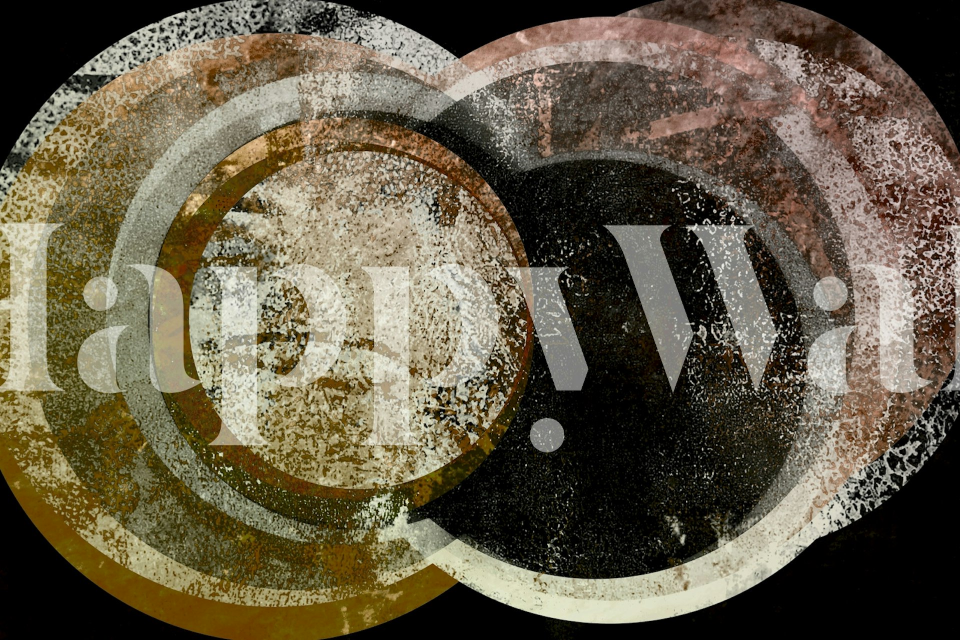 Geometric circle patterns in warm tones and grunge texture wallpaper