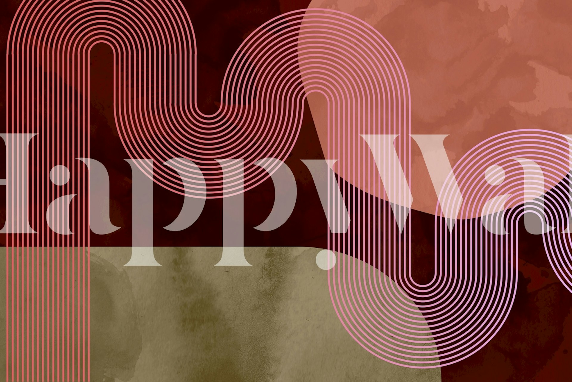 Curvy lines in pink and earthy tones wallpaper