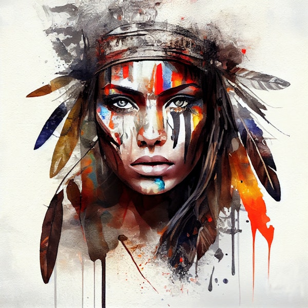 Feather Crown Warrior Portrait