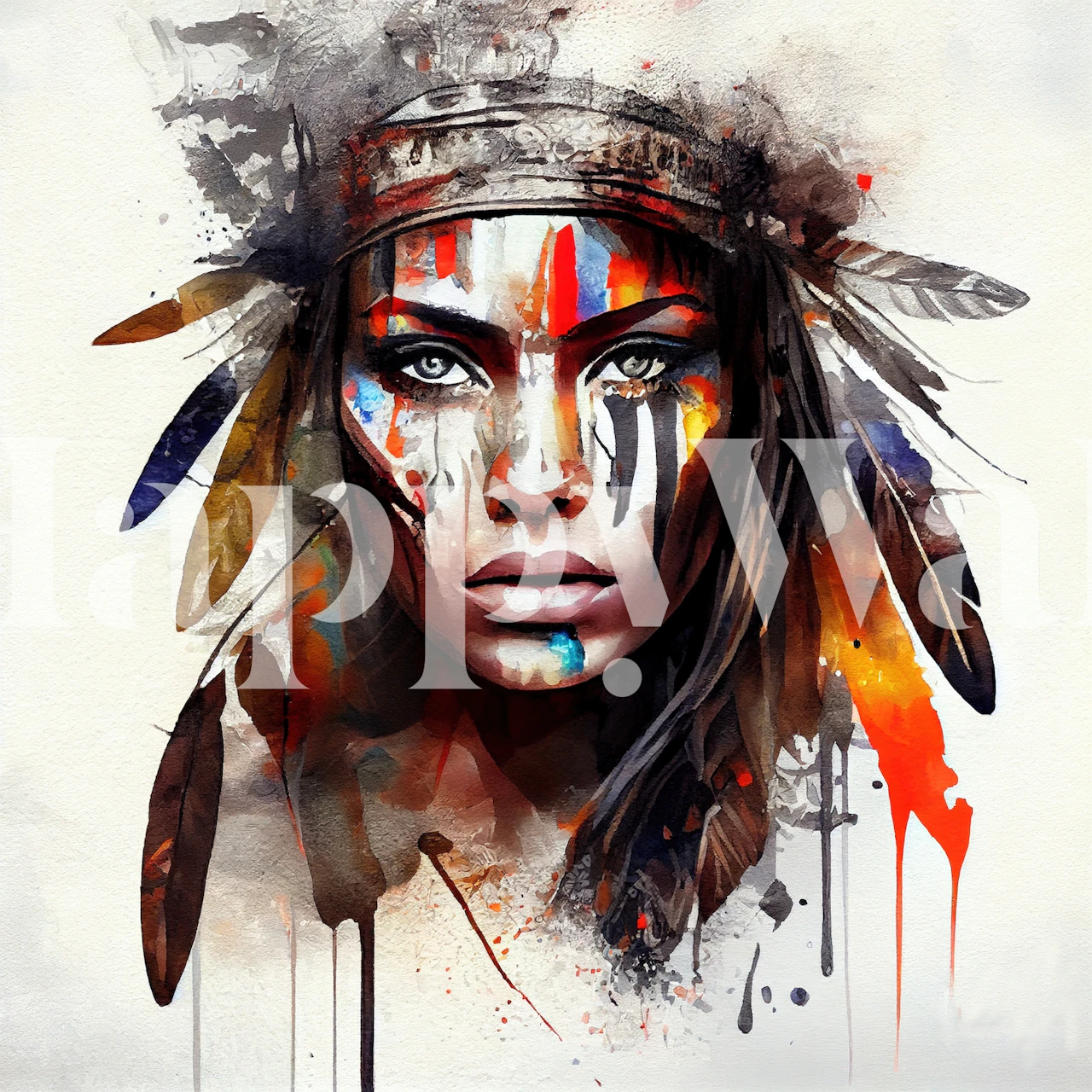 Powerful American Native Woman tapet i rum