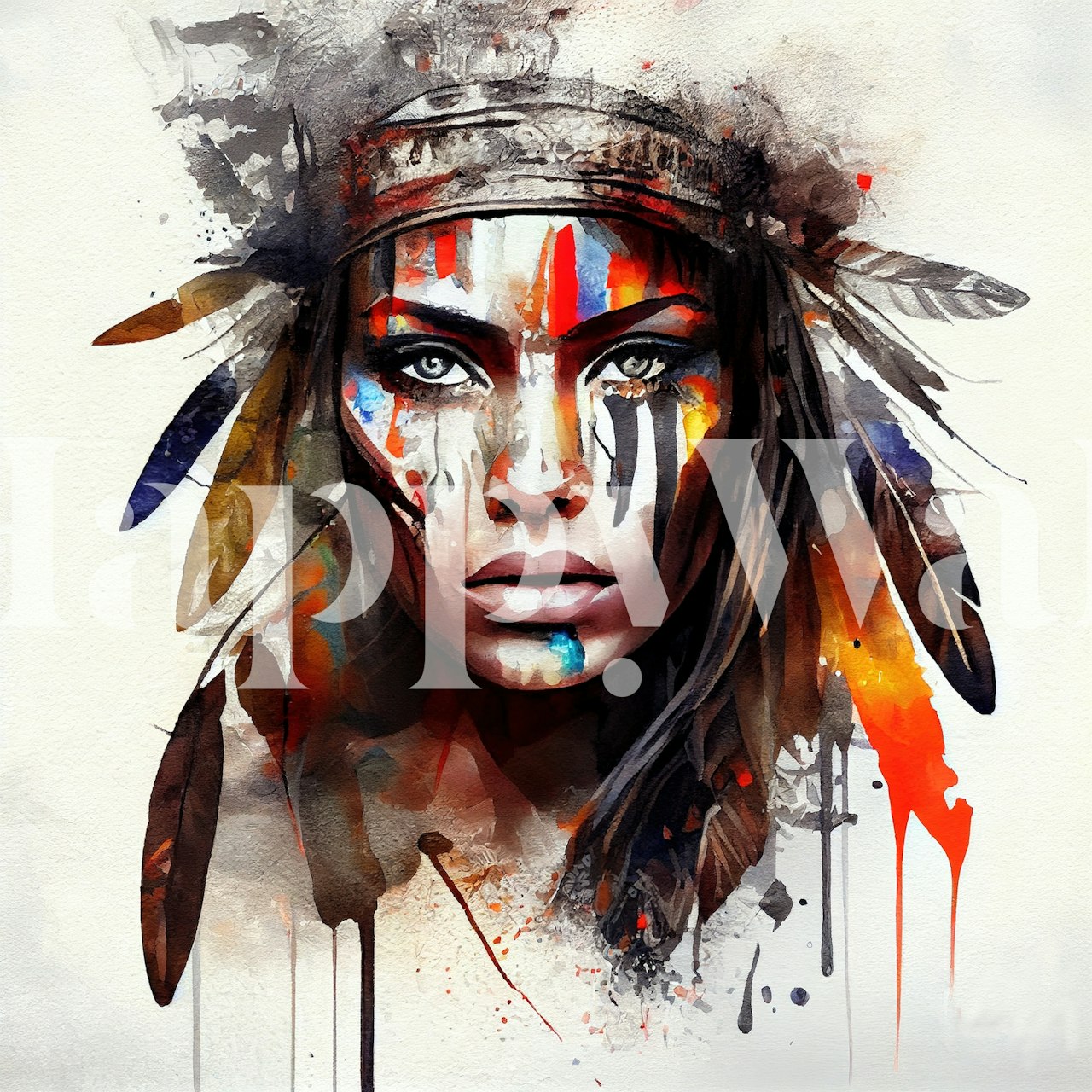 Powerful American Native Woman tapet i rum