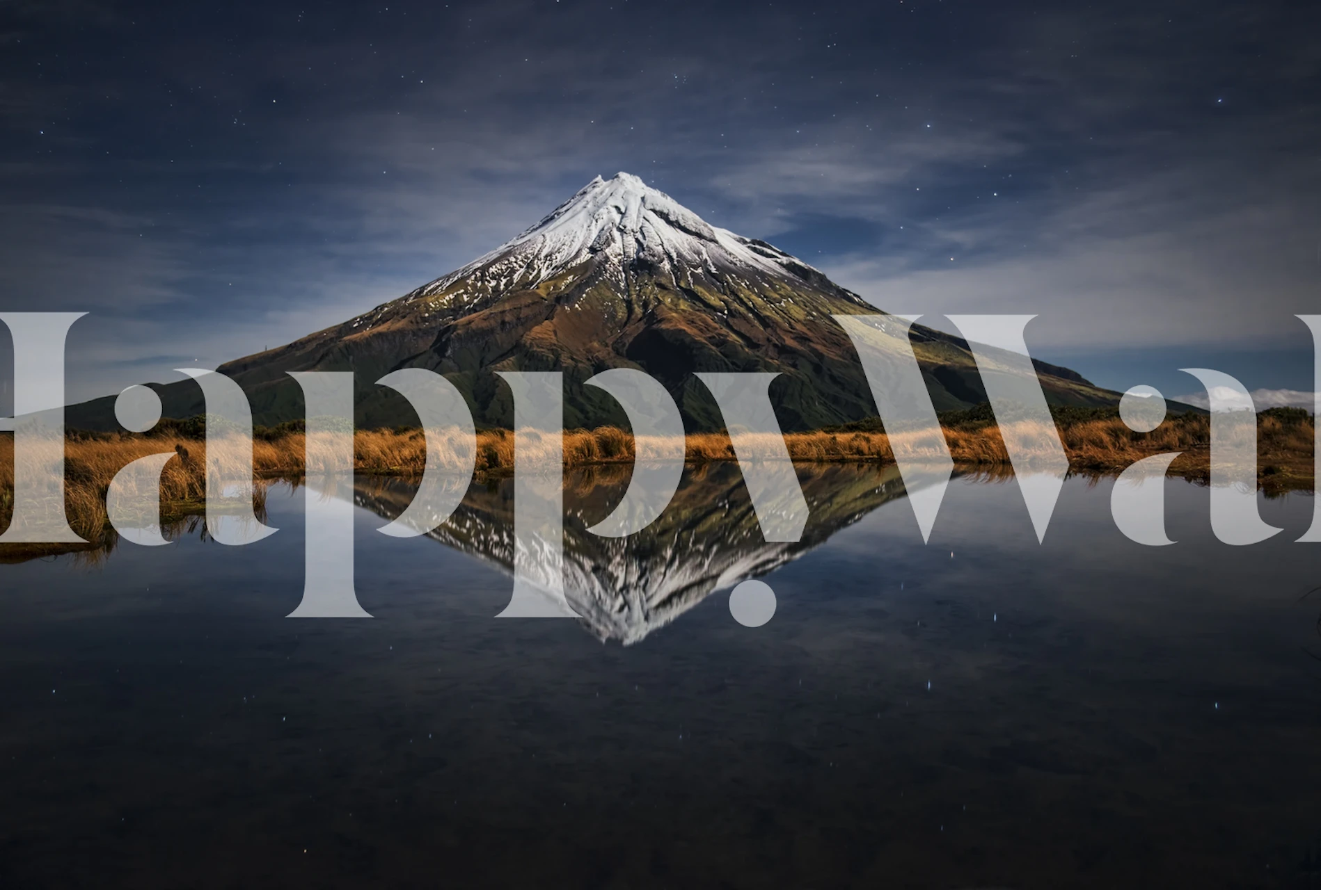 Wallpaper of Mount Taranaki under a starry night