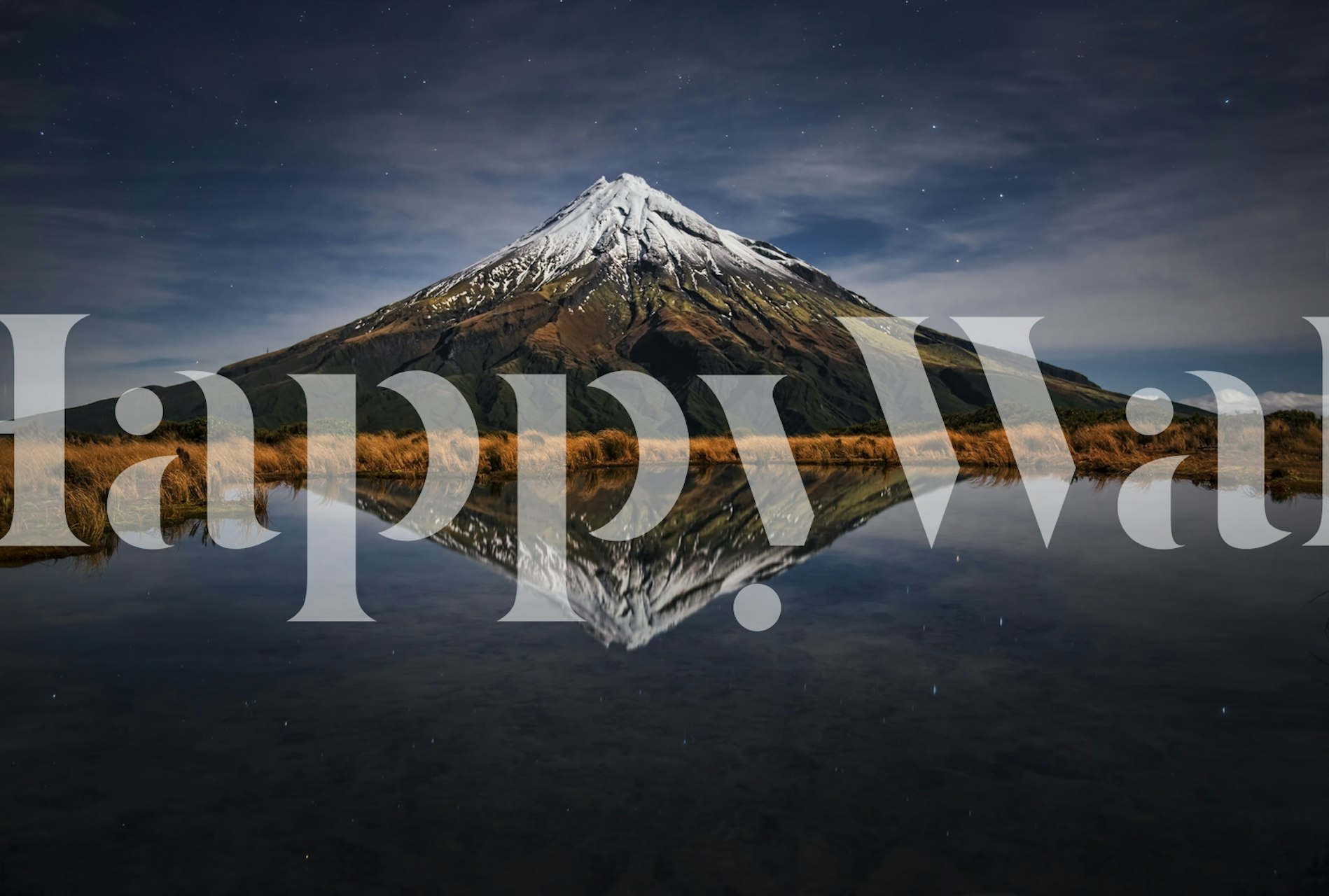 Wallpaper of Mount Taranaki under a starry night