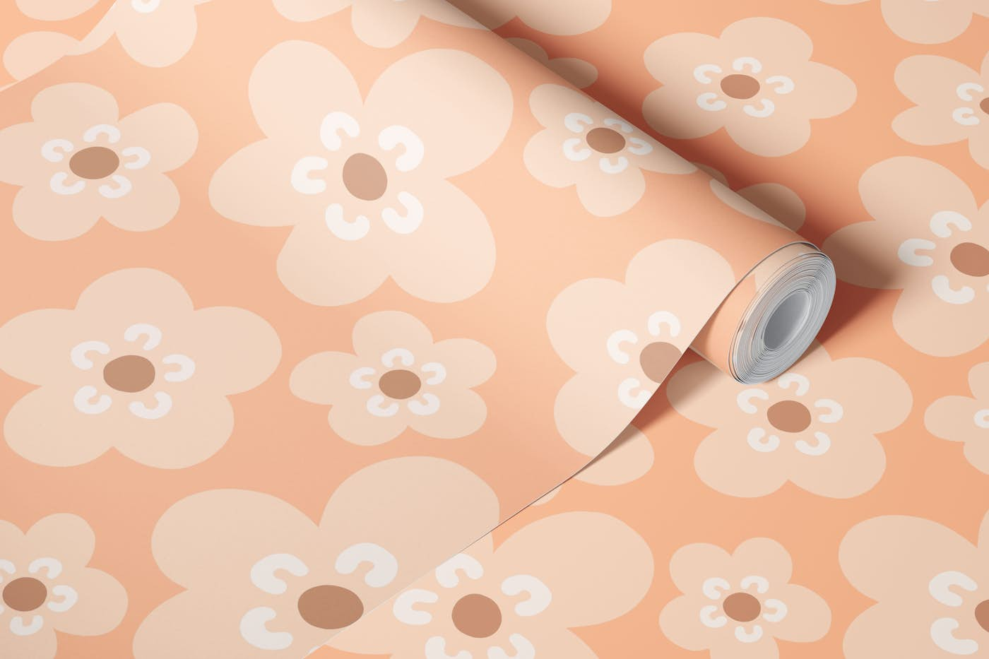 Mimi Scandi Flowers Peach Fuzz wallpaper roll