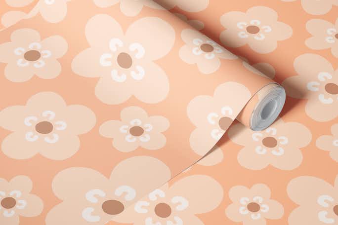 Mimi Scandi Flowers Peach Fuzzwallpaper roll