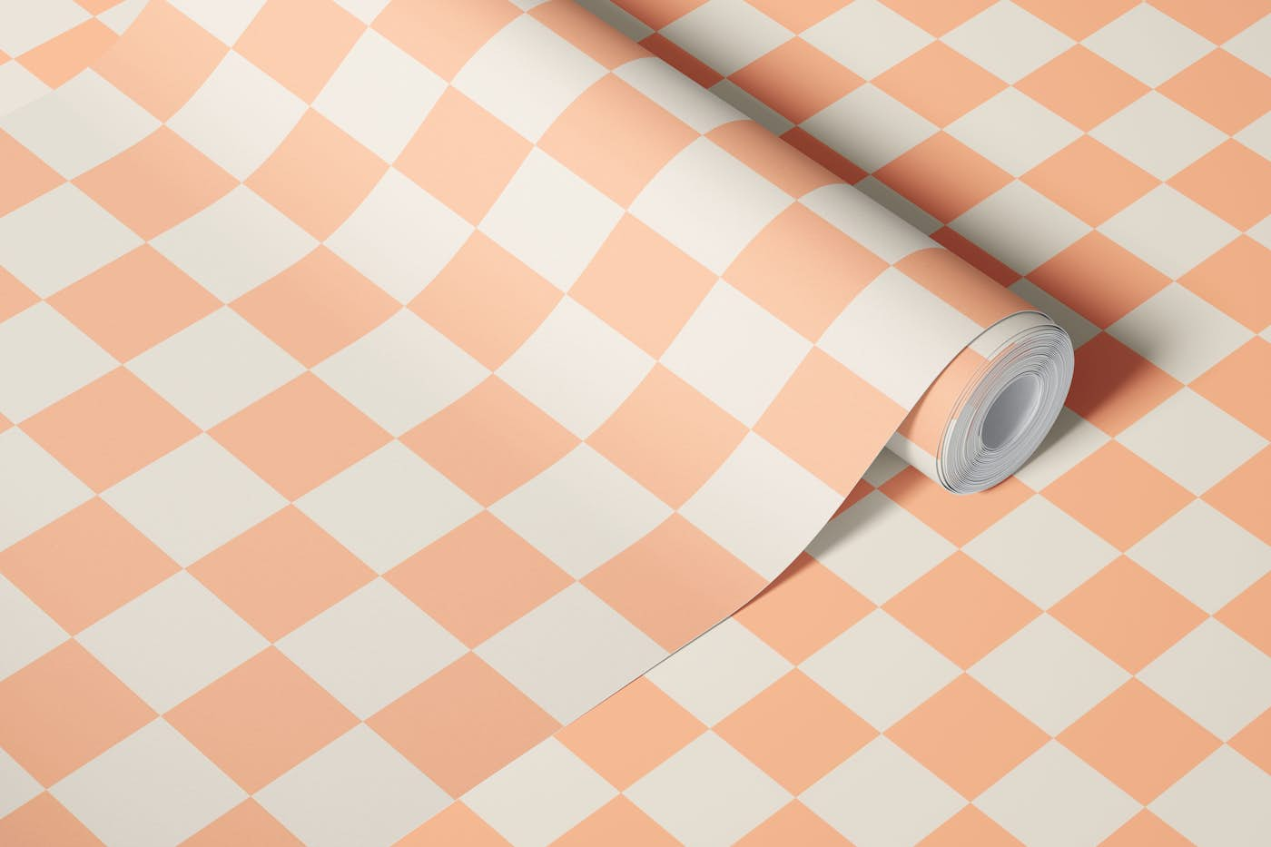 Checkerboard Normal Peach Fuzz - Pristine wallpaper roll