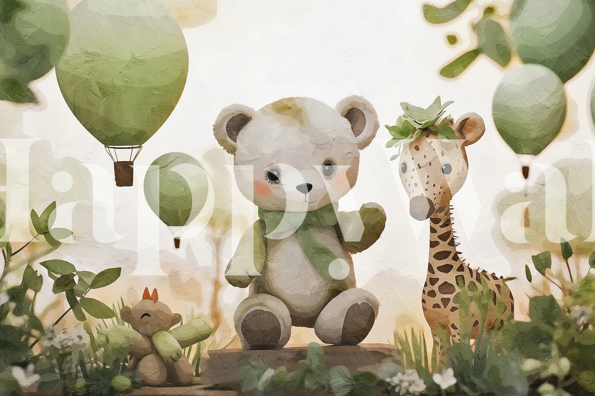 Kids Little Bear Forest wallpaper in a room
