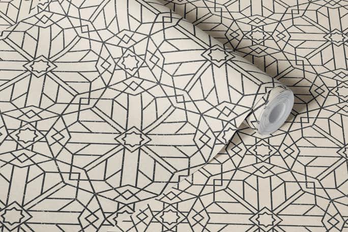 Geometric deco - gray & beigewallpaper roll