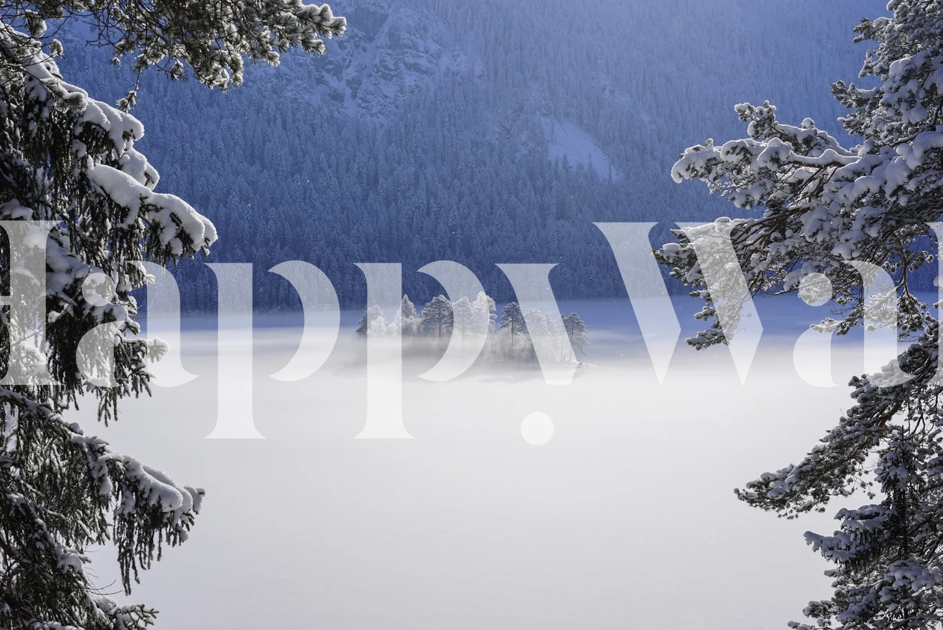 Tapet af fog over a frozen lake