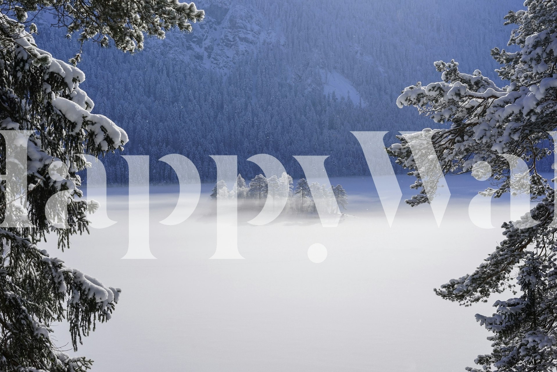 Wallpaper of fog over a frozen lake