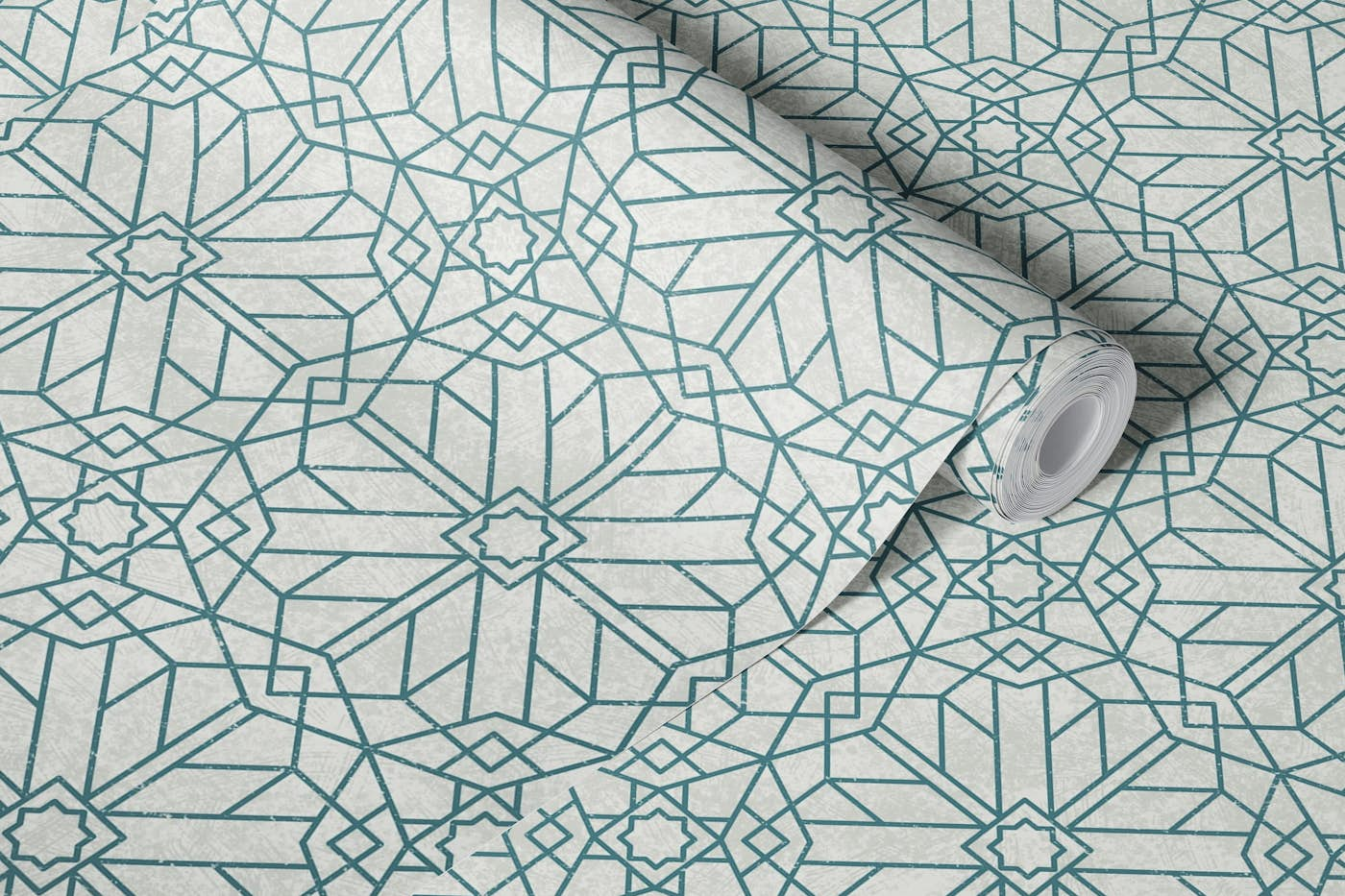 Geometric deco - blue & gray wallpaper roll