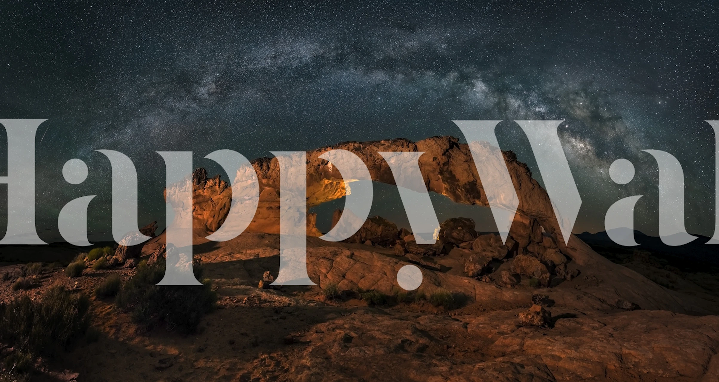 Milky Way over an arch at sunset with starry sky wallpaper