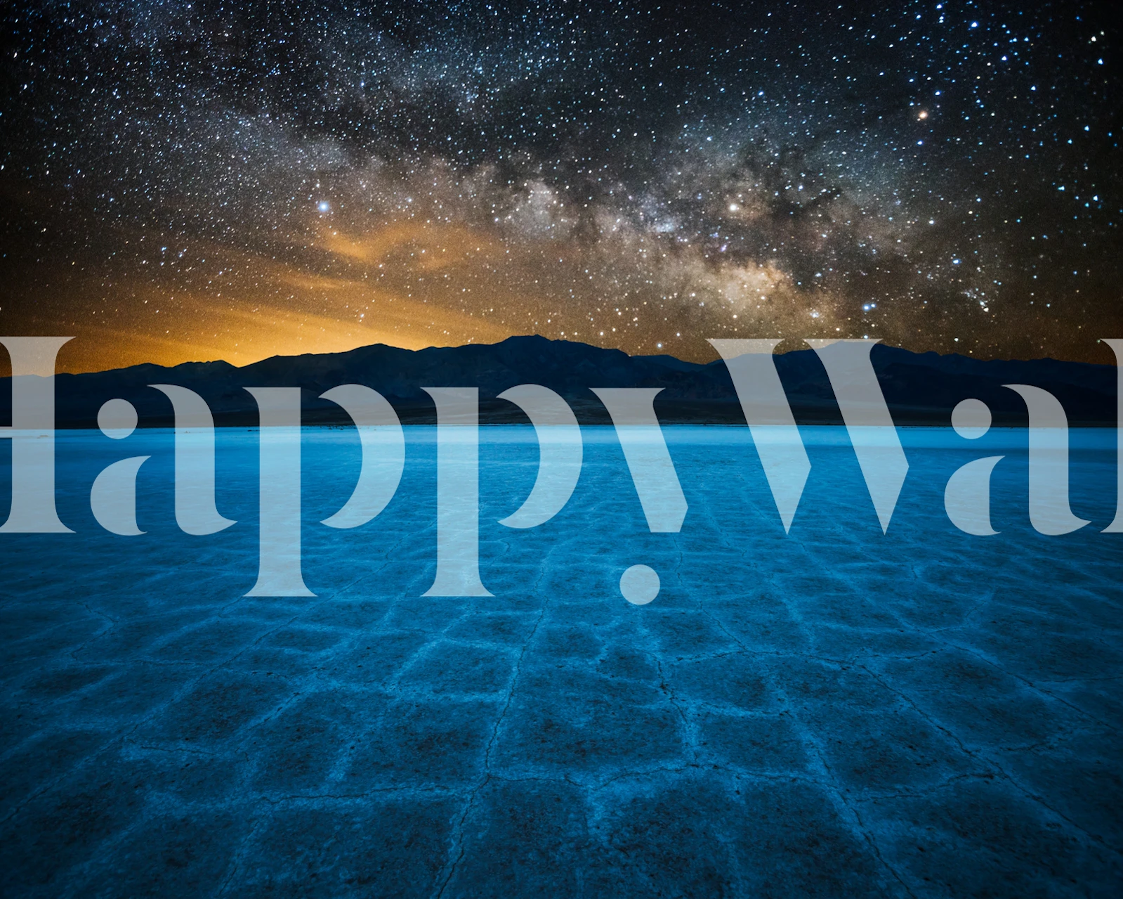 Utomjordisk planet landskap fototapet med stjärnhimmel och glödande horisont