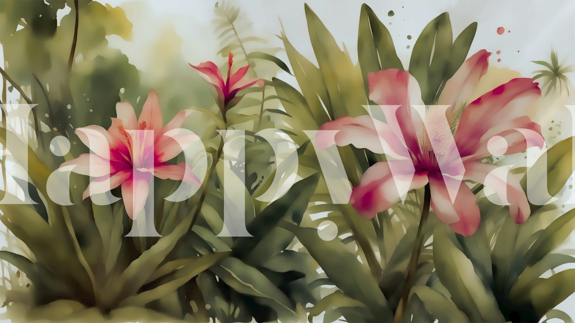 tapeta Large Jungle Flowers v pokoji