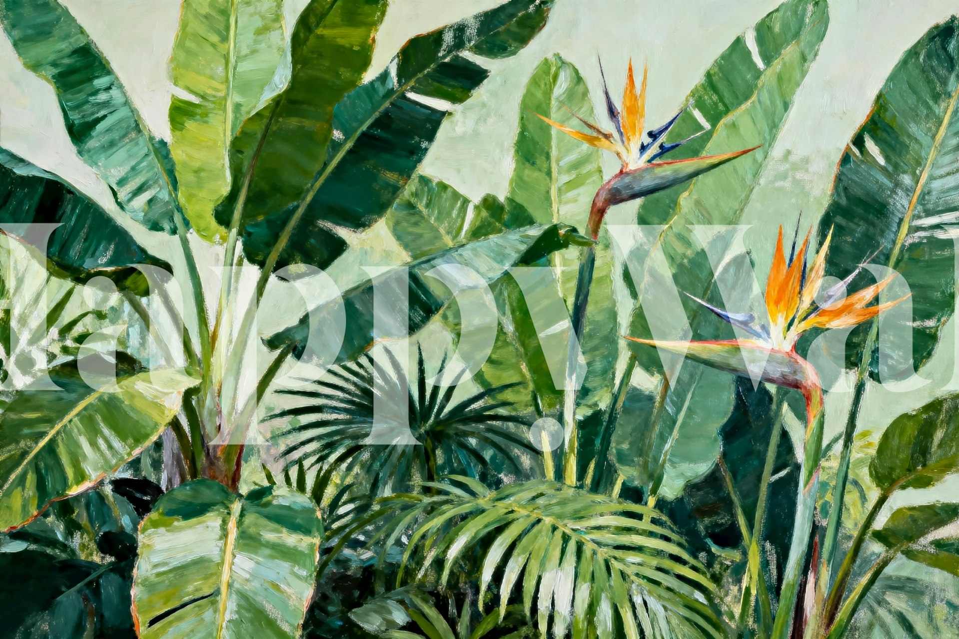 Large Jungle Flowers tapetti huoneessa