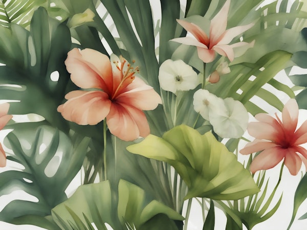Large Tropical Watercolor Blooms