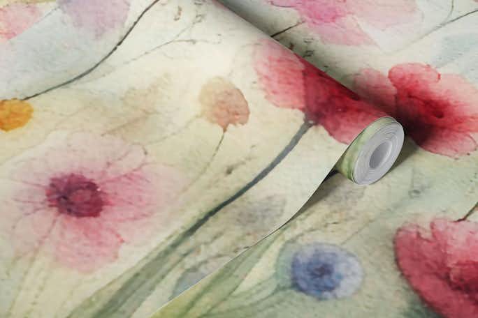 Moody Wildflower Watercolorwallpaper roll
