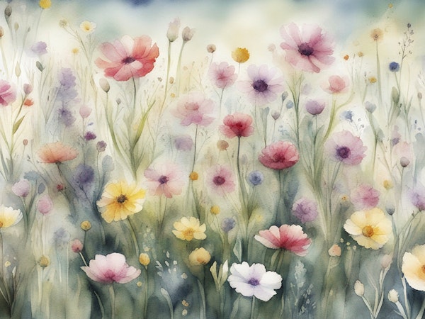 Moody Wildflower Watercolor