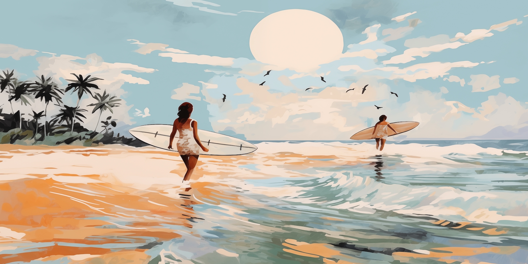 Summer Surf Impressionism wallpaper | Happywall