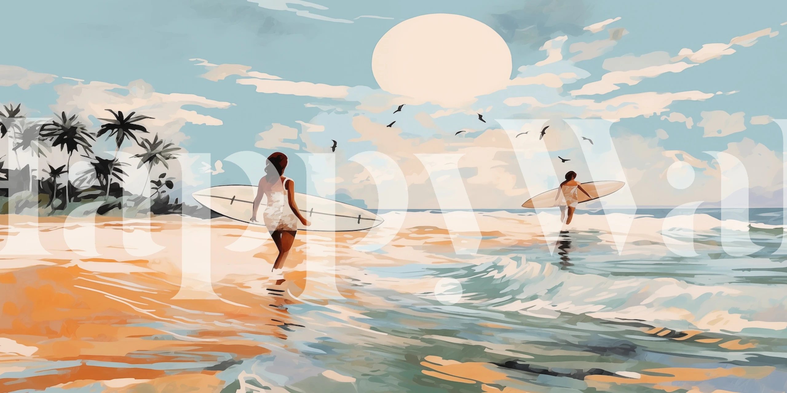Summer Surf Impressionism wallpaper design