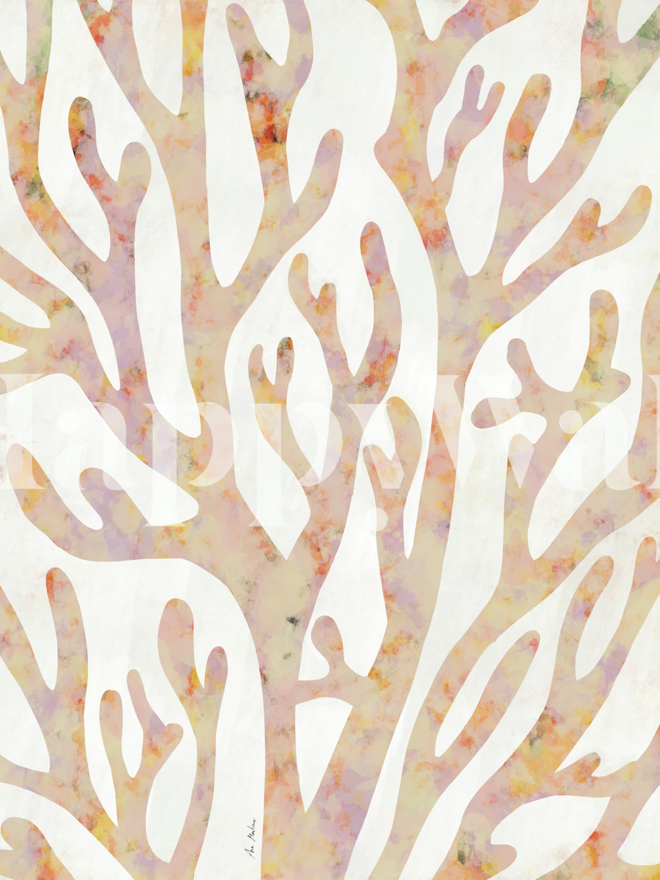Sea Coral Silhouette Wall Mural with Warm Tones