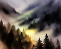 Misty Moody Aurora Forest wallpaper