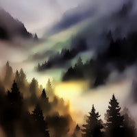 Misty Moody Aurora Forest wallpaper