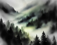 Misty Forest Lights wallpaper