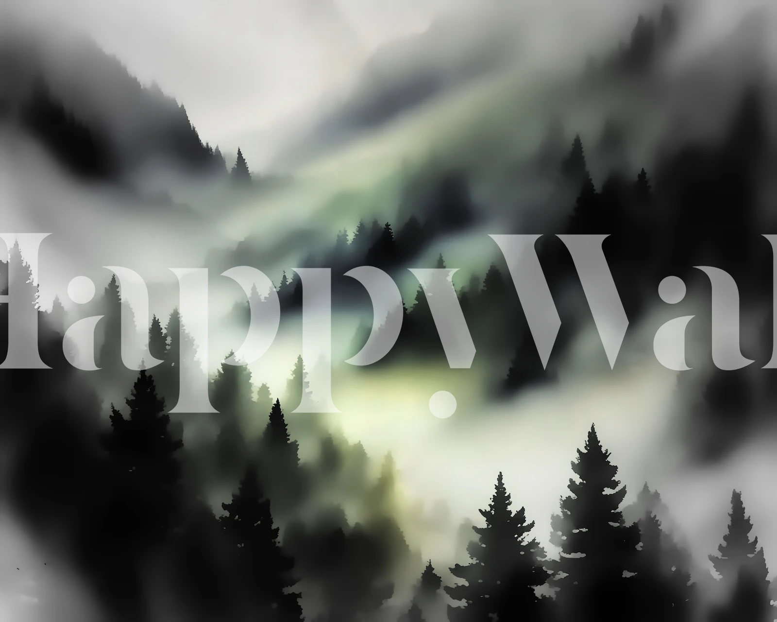 Papel pintado Misty Forest Lights en una habitación