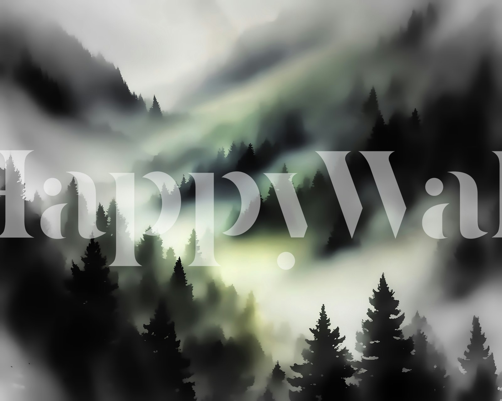 Papel pintado Misty Forest Lights en una habitación