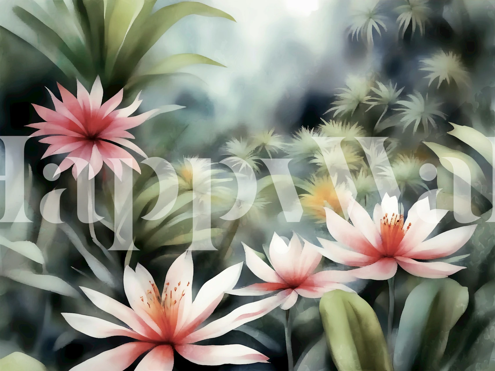 Tropical jungle wallpaper in a room