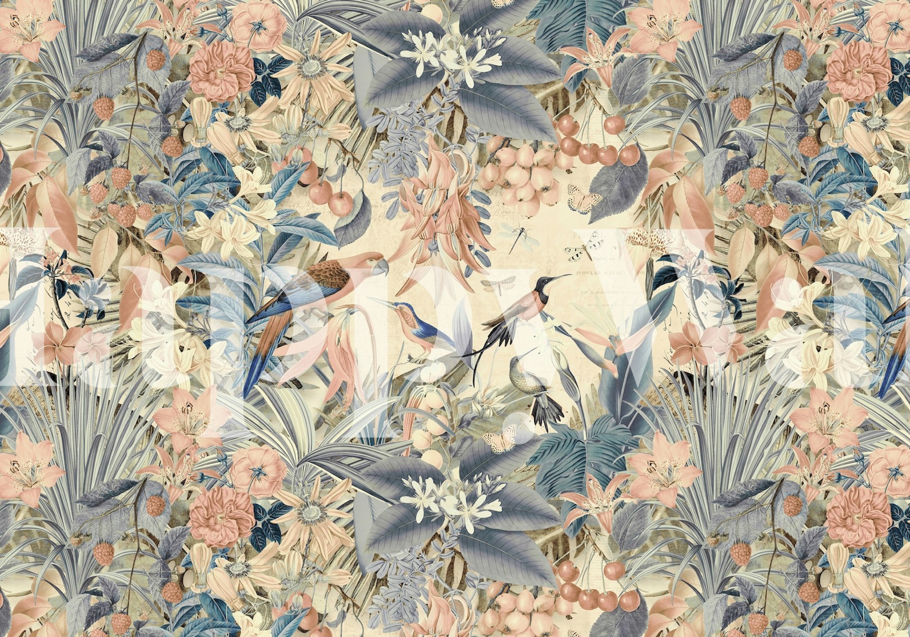 papier peint Tropical Parrots Jungle Garden dans une pièce