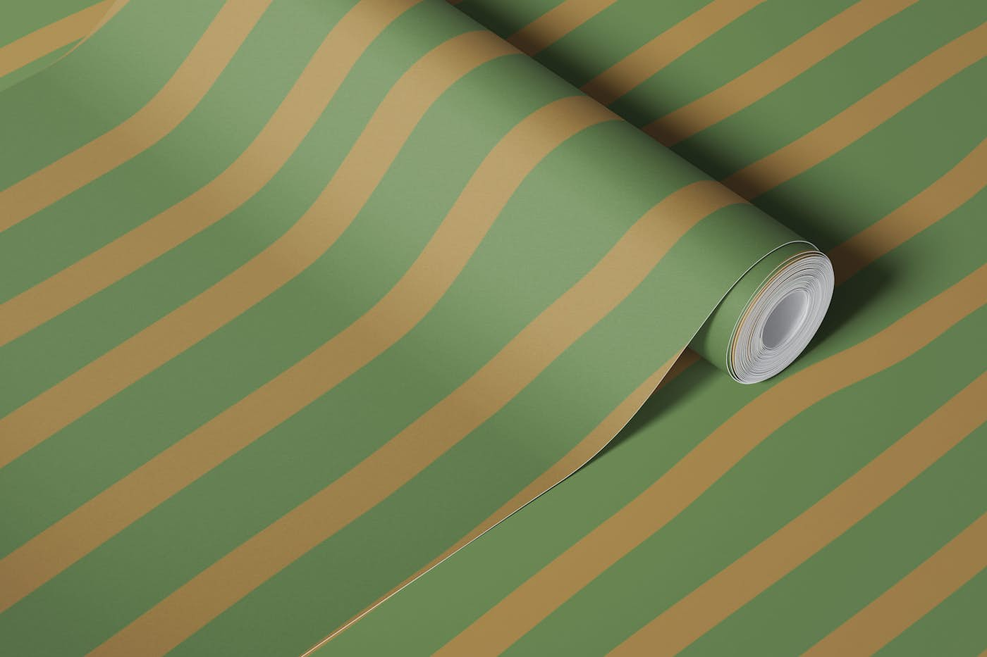 Simple Green Brown Pin Stripes wallpaper roll