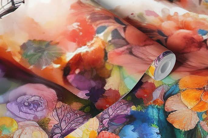 Watercolor Floral Woman #6wallpaper roll