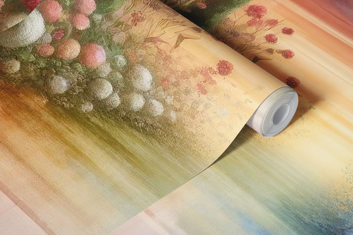 Watercolor Floral Path wallpaper roll