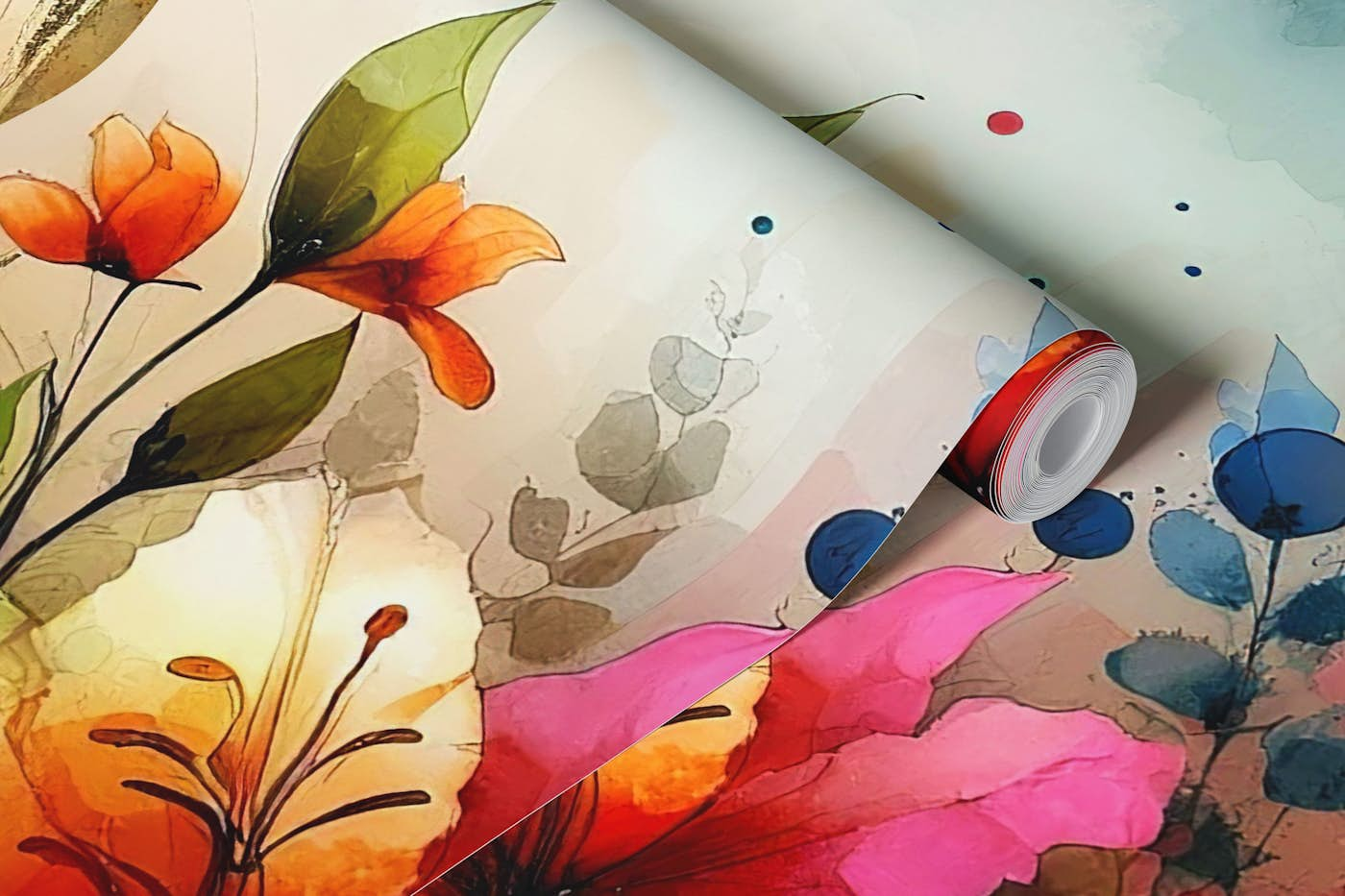 Watercolor Modern Artistic Garden wallpaper roll