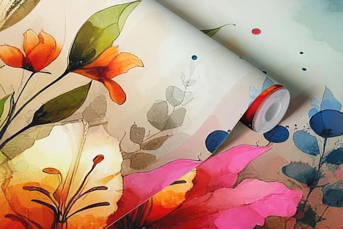 Watercolor Modern Artistic Gardenwallpaper roll