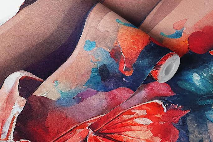 Watercolor Butterfly Woman Legs #1wallpaper roll