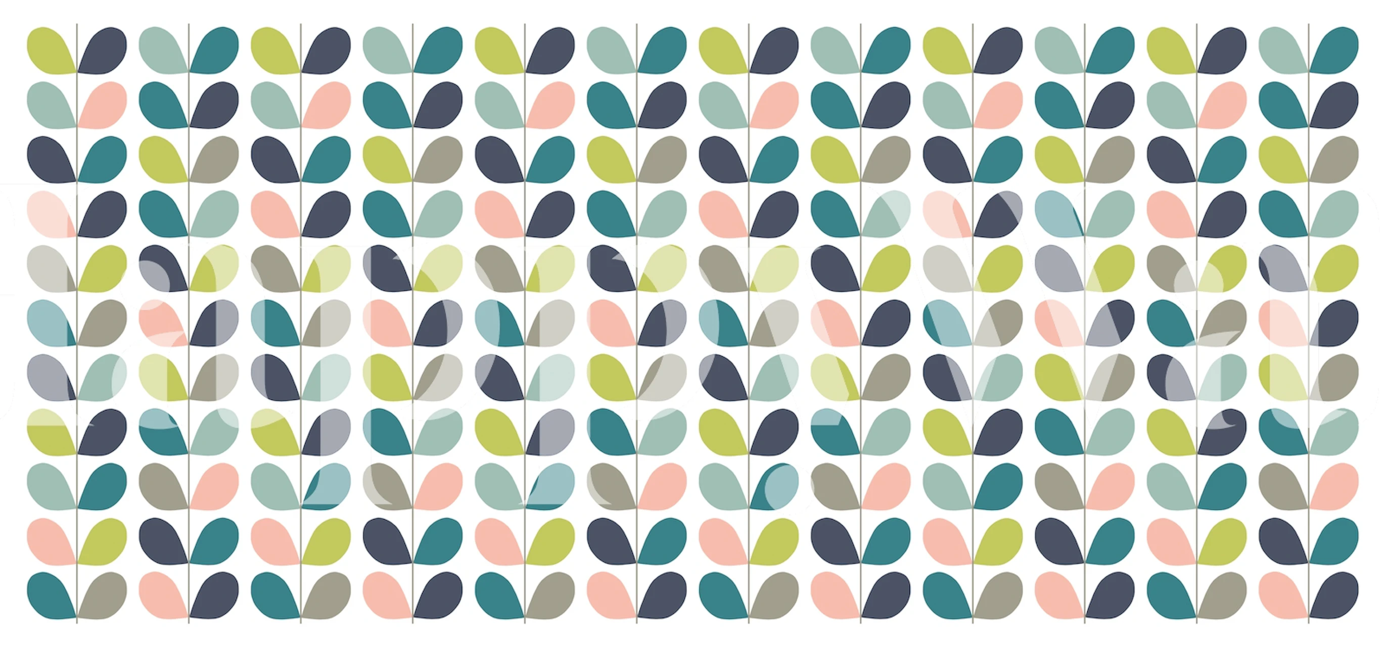 Foglie pastello stilizzate in un modello murale minimalista