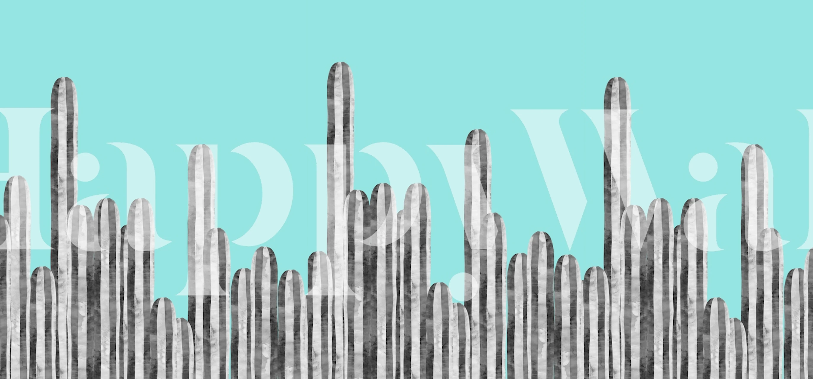 Cactus landscape wallpaper displayed in a room