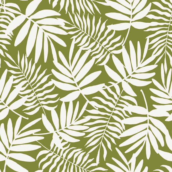 white palm leaves on green