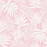 white palm leaves on rose pastel wallpaper